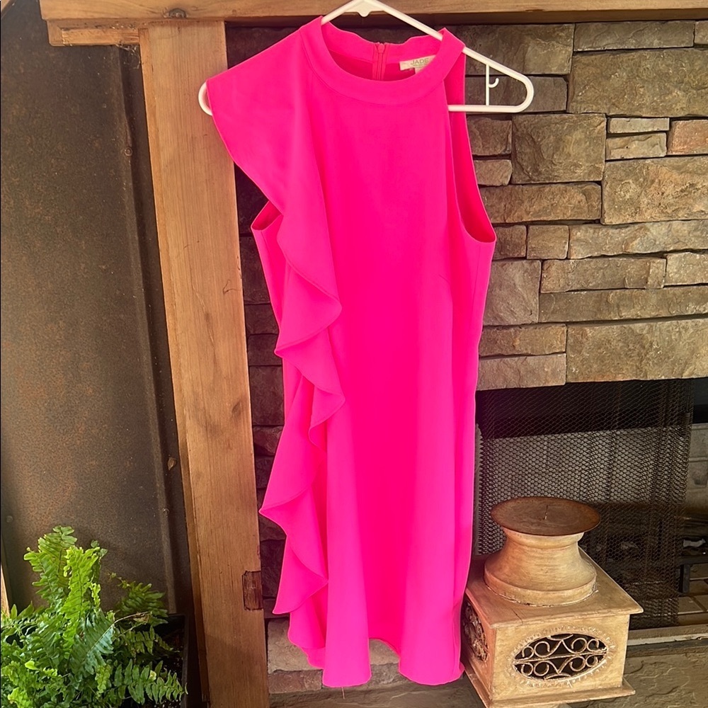 Jade Pink Ruffled Asymmetrical Cocktail Dress